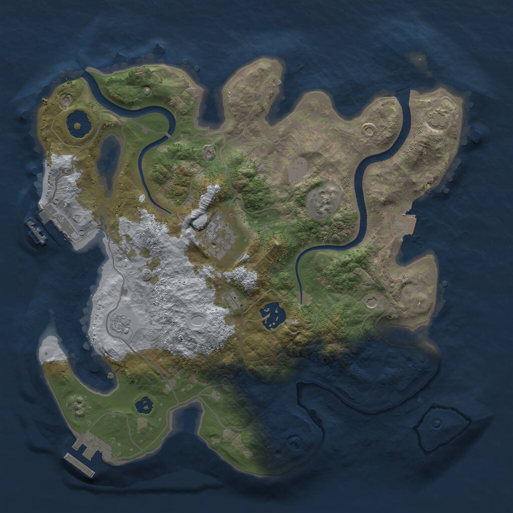 Rust Map: Procedural Map, Size: 3000, Seed: 1182642041, 8 Monuments