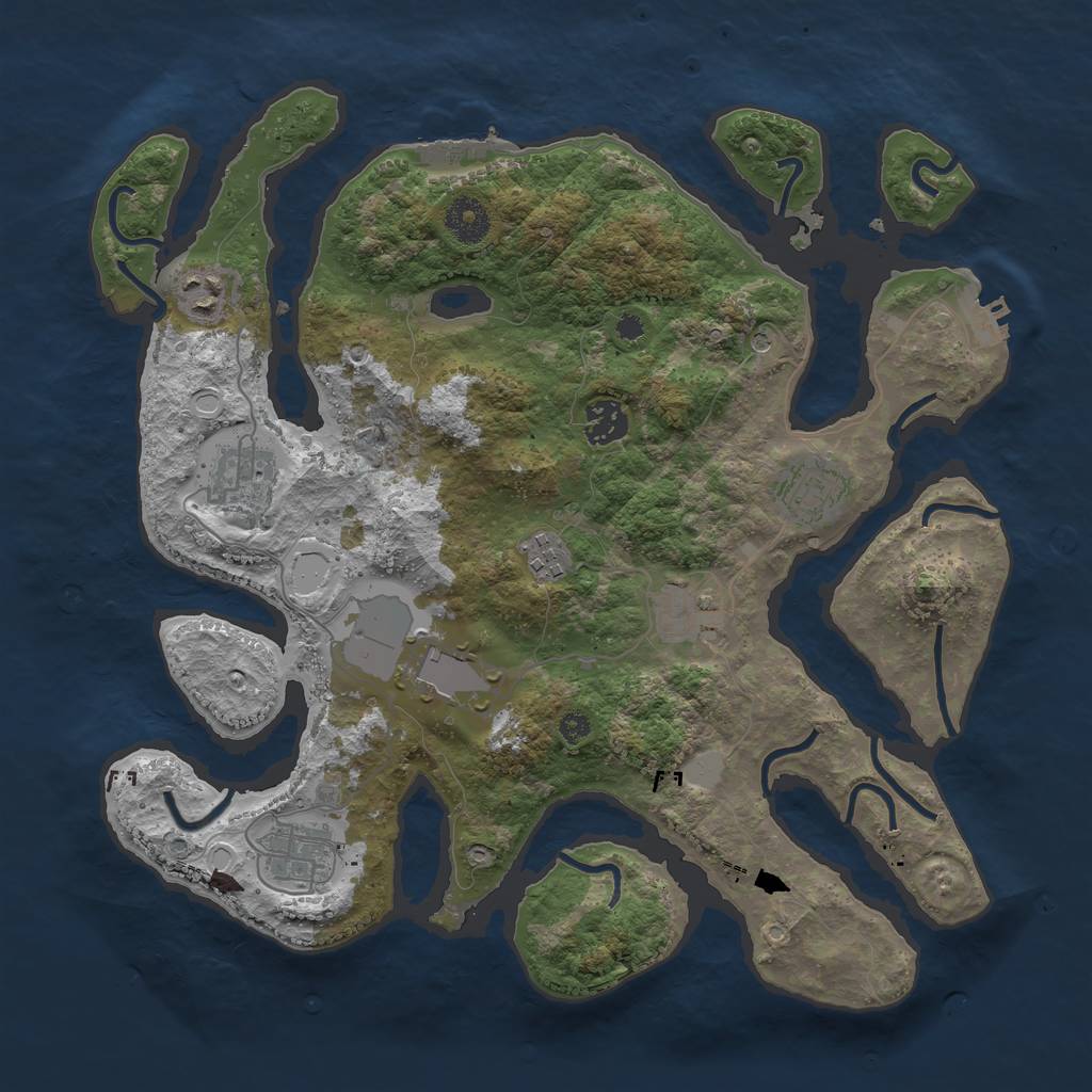 Rust Map: Procedural Map, Size: 3600, Seed: 17657275, 16 Monuments
