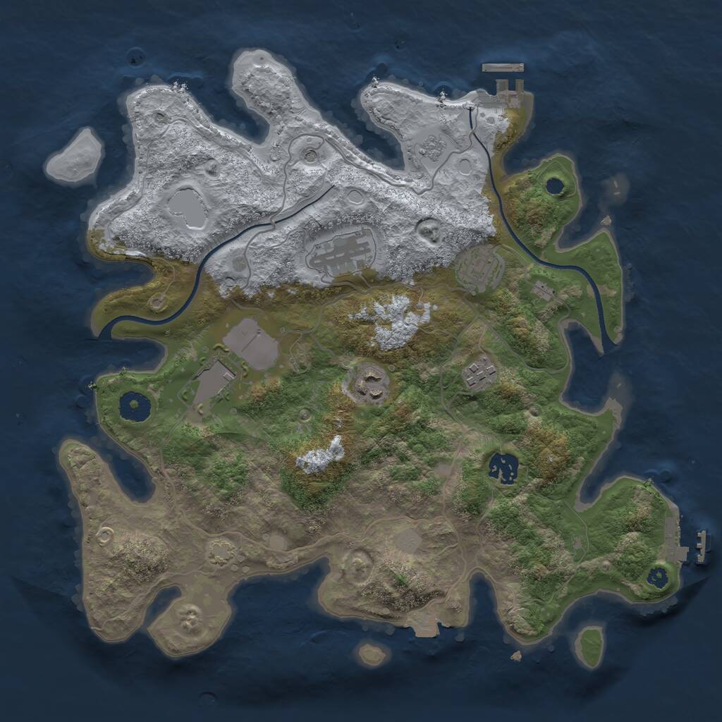 Rust Map: Procedural Map, Size: 3500, Seed: 222222, 12 Monuments