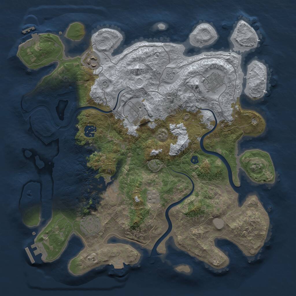Rust Map: Procedural Map, Size: 3550, Seed: 626095, 13 Monuments