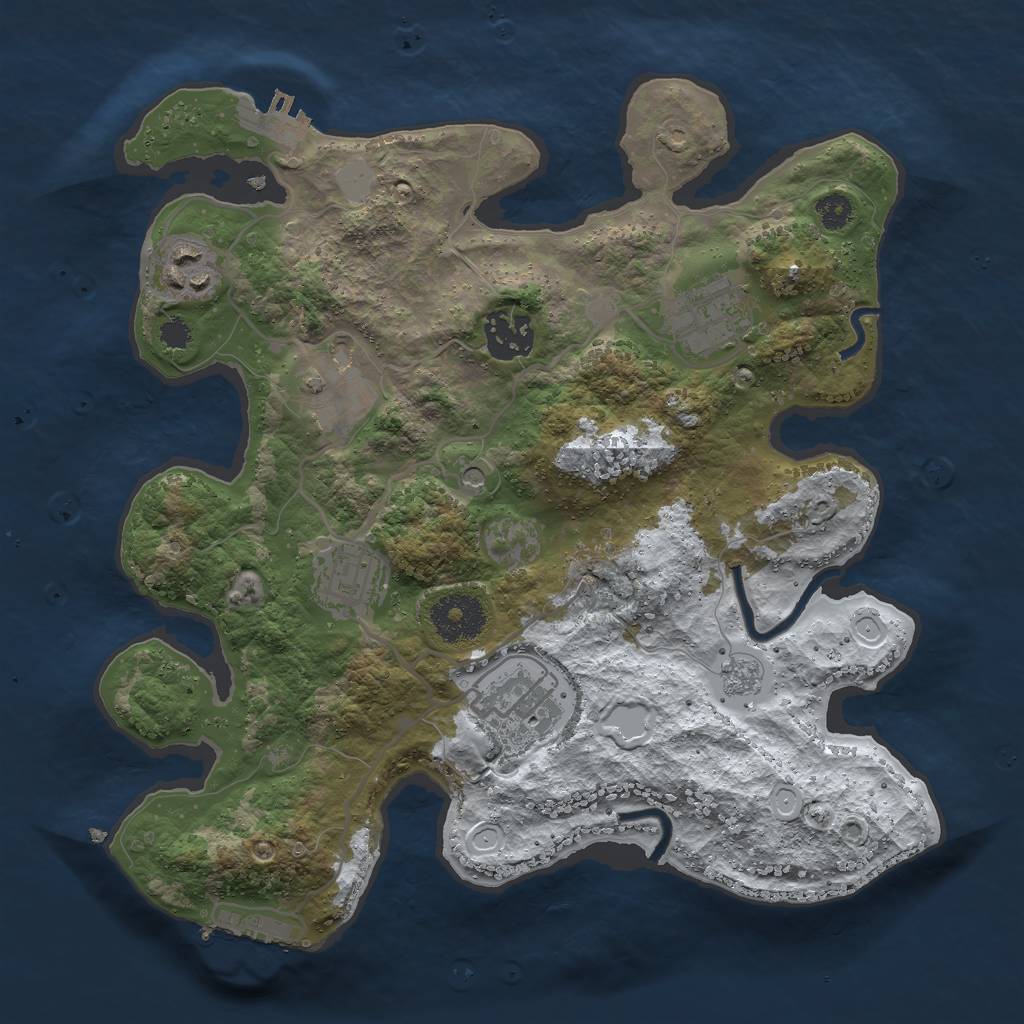 Rust Map: Procedural Map, Size: 3000, Seed: 1334897360, 15 Monuments