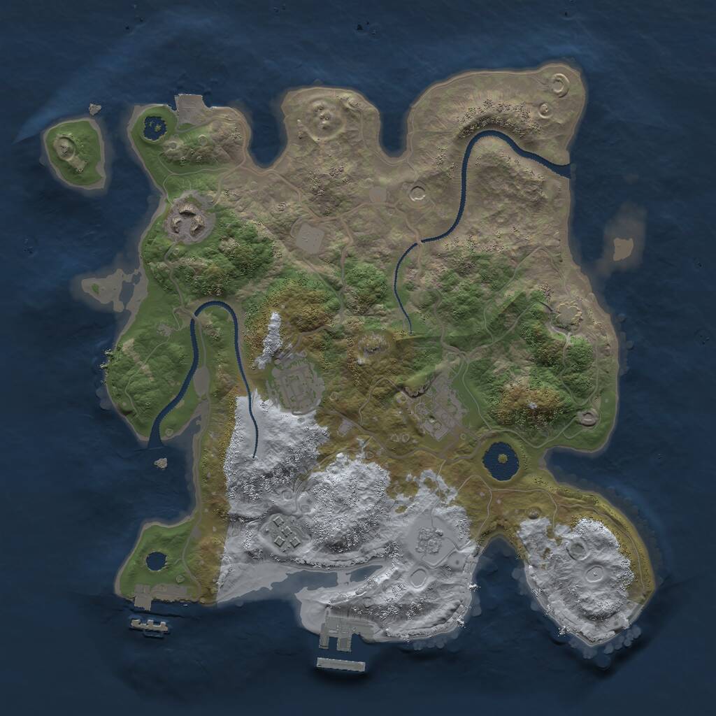 Rust Map: Procedural Map, Size: 3000, Seed: 50543, 10 Monuments