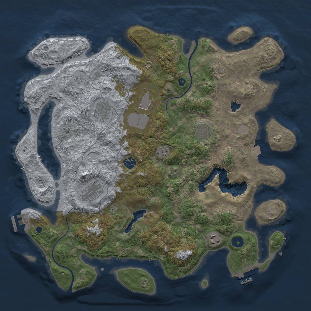 Rust Map: Procedural Map, Size: 4000, Seed: 993317, 14 Monuments