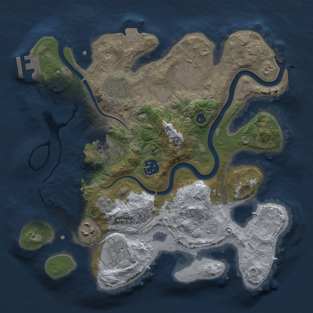 Rust Map: Procedural Map, Size: 3000, Seed: 24117705, 12 Monuments