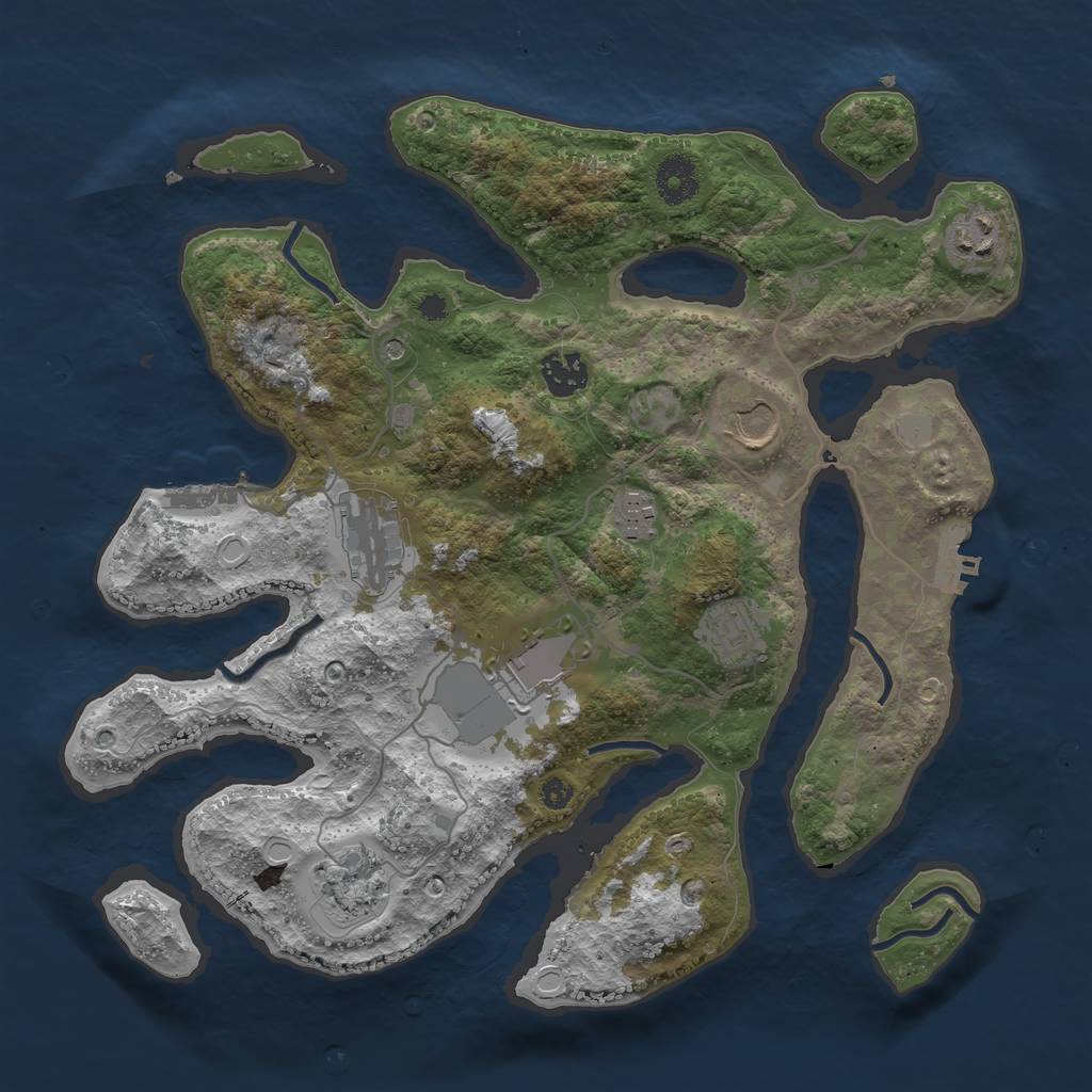 Rust Map: Procedural Map, Size: 3550, Seed: 524584, 16 Monuments