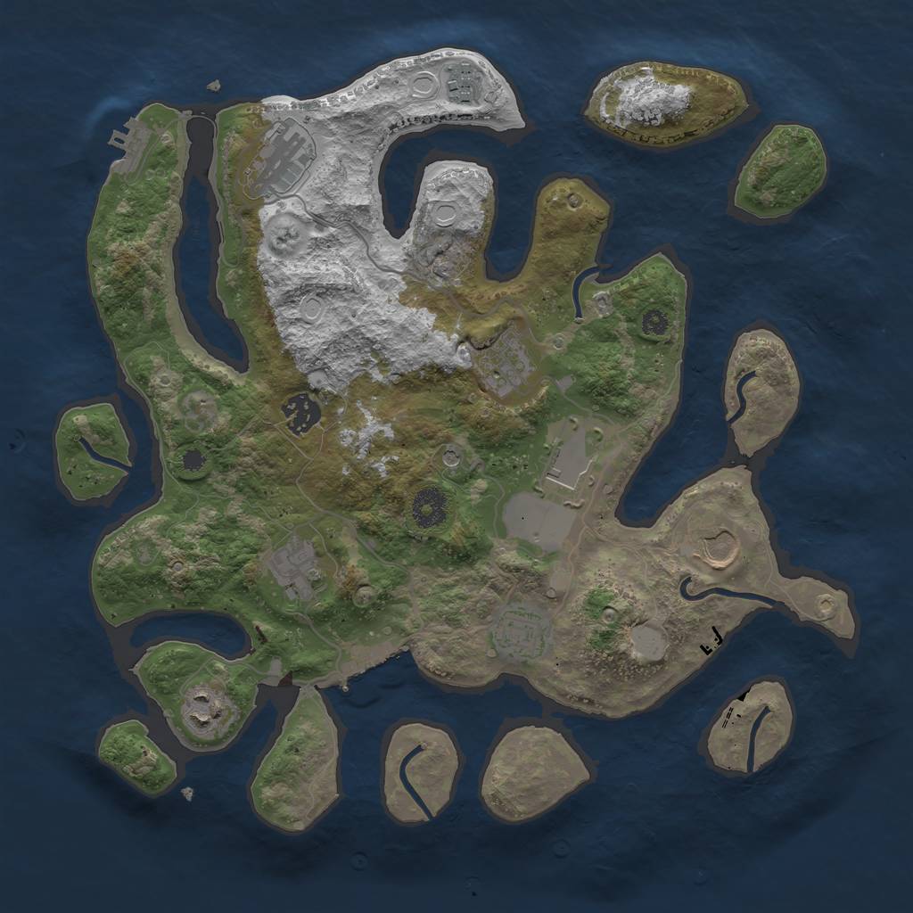 Rust Map: Procedural Map, Size: 3550, Seed: 874642, 17 Monuments