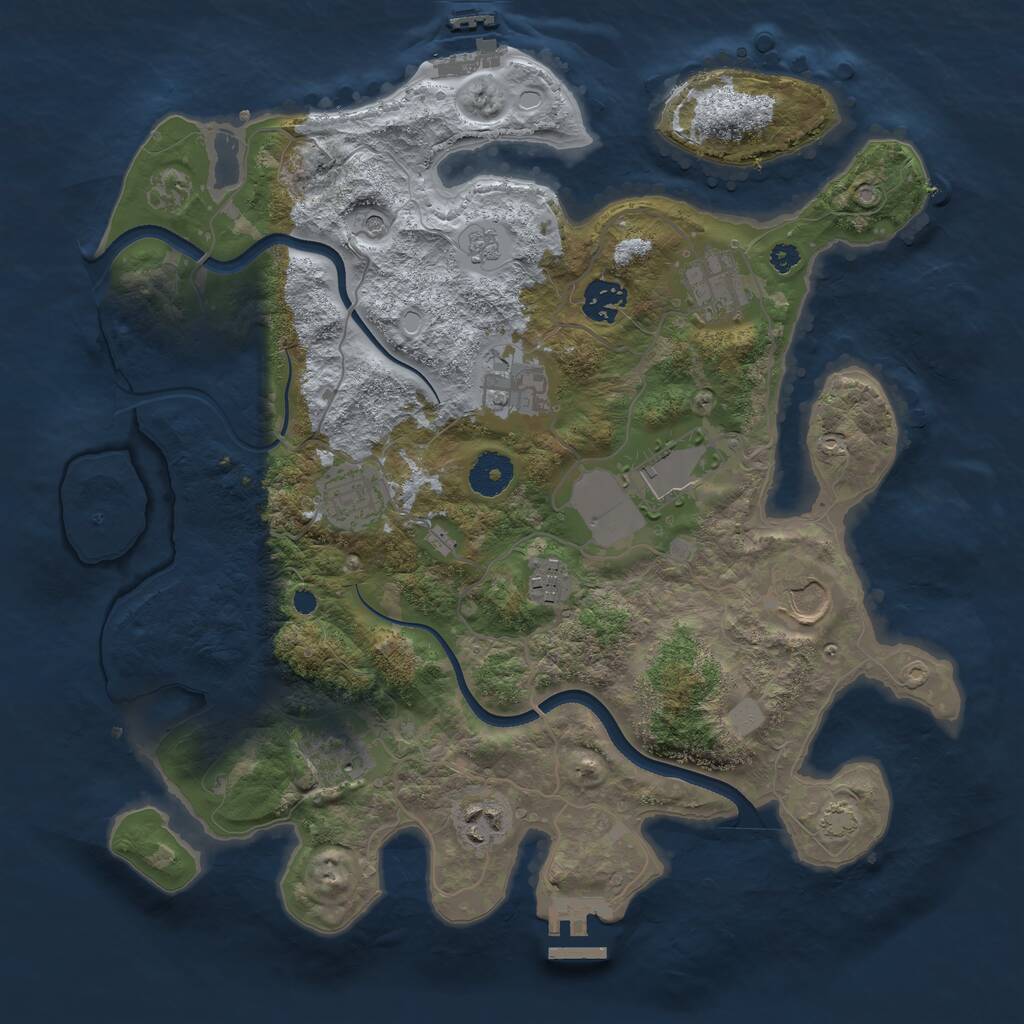 Rust Map: Procedural Map, Size: 3550, Seed: 874642, 15 Monuments