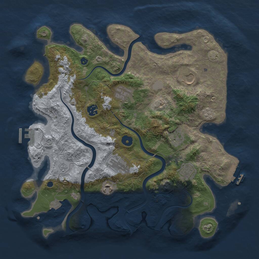 Rust Map: Procedural Map, Size: 3550, Seed: 679128, 14 Monuments