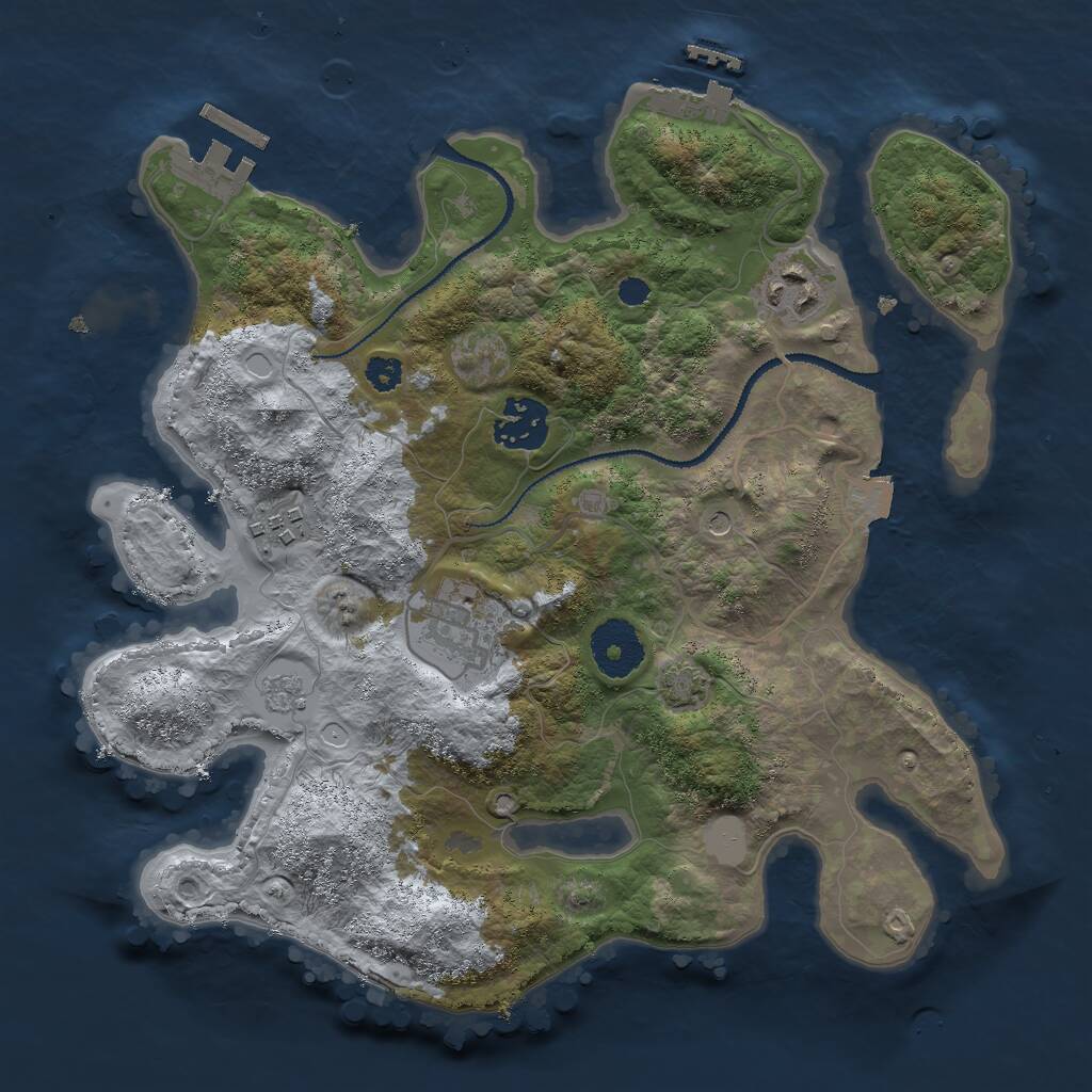 Rust Map: Procedural Map, Size: 3000, Seed: 1608804168, 10 Monuments