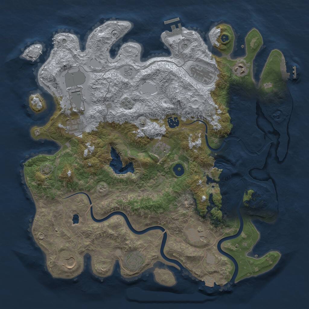 Rust Map: Procedural Map, Size: 4000, Seed: 666630, 16 Monuments