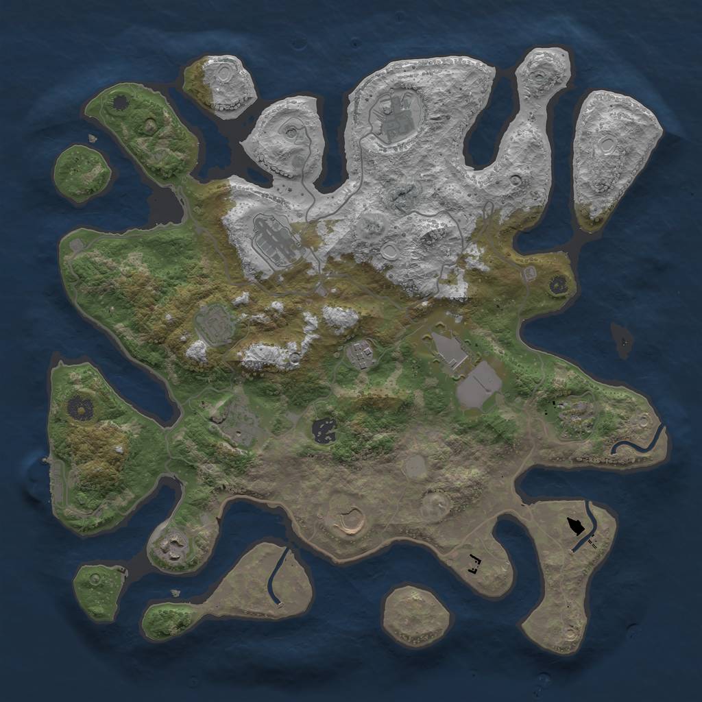 Rust Map: Procedural Map, Size: 4000, Seed: 885214, 17 Monuments