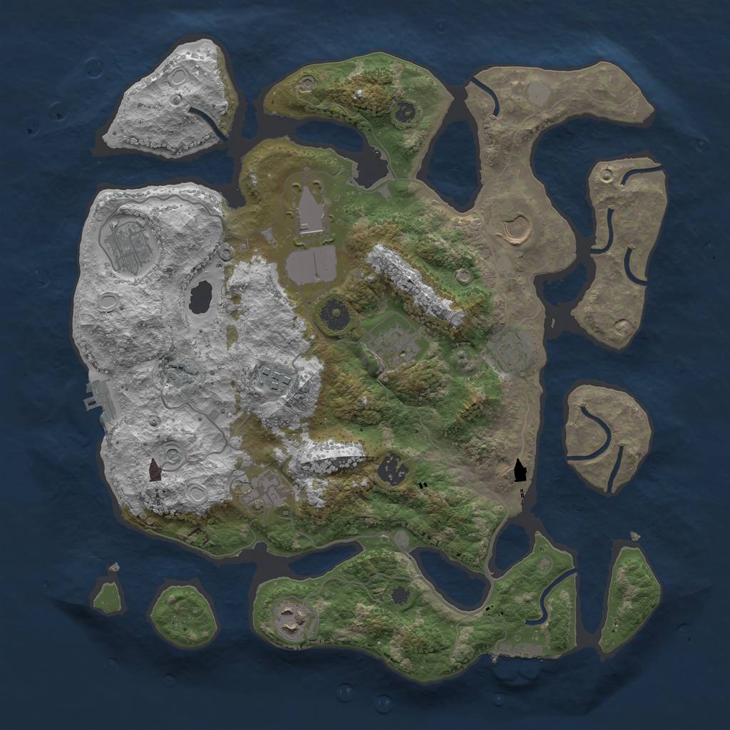 Rust Map: Procedural Map, Size: 3700, Seed: 81, 17 Monuments