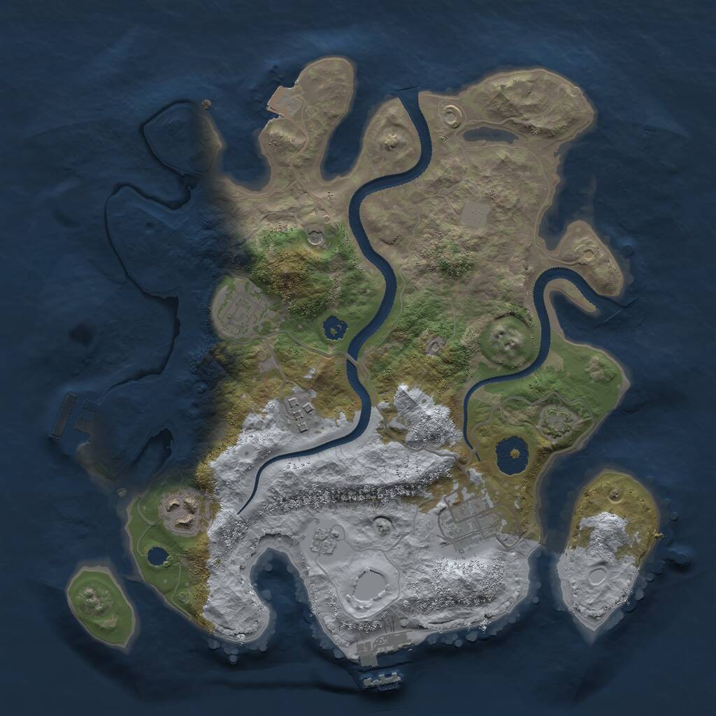 Rust Map: Procedural Map, Size: 3000, Seed: 751287, 10 Monuments