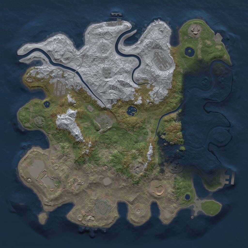 Rust Map: Procedural Map, Size: 3800, Seed: 775008587, 16 Monuments