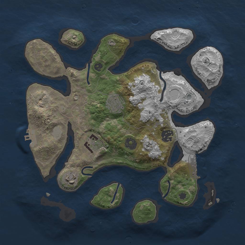 Rust Map: Procedural Map, Size: 3000, Seed: 117429575, 11 Monuments