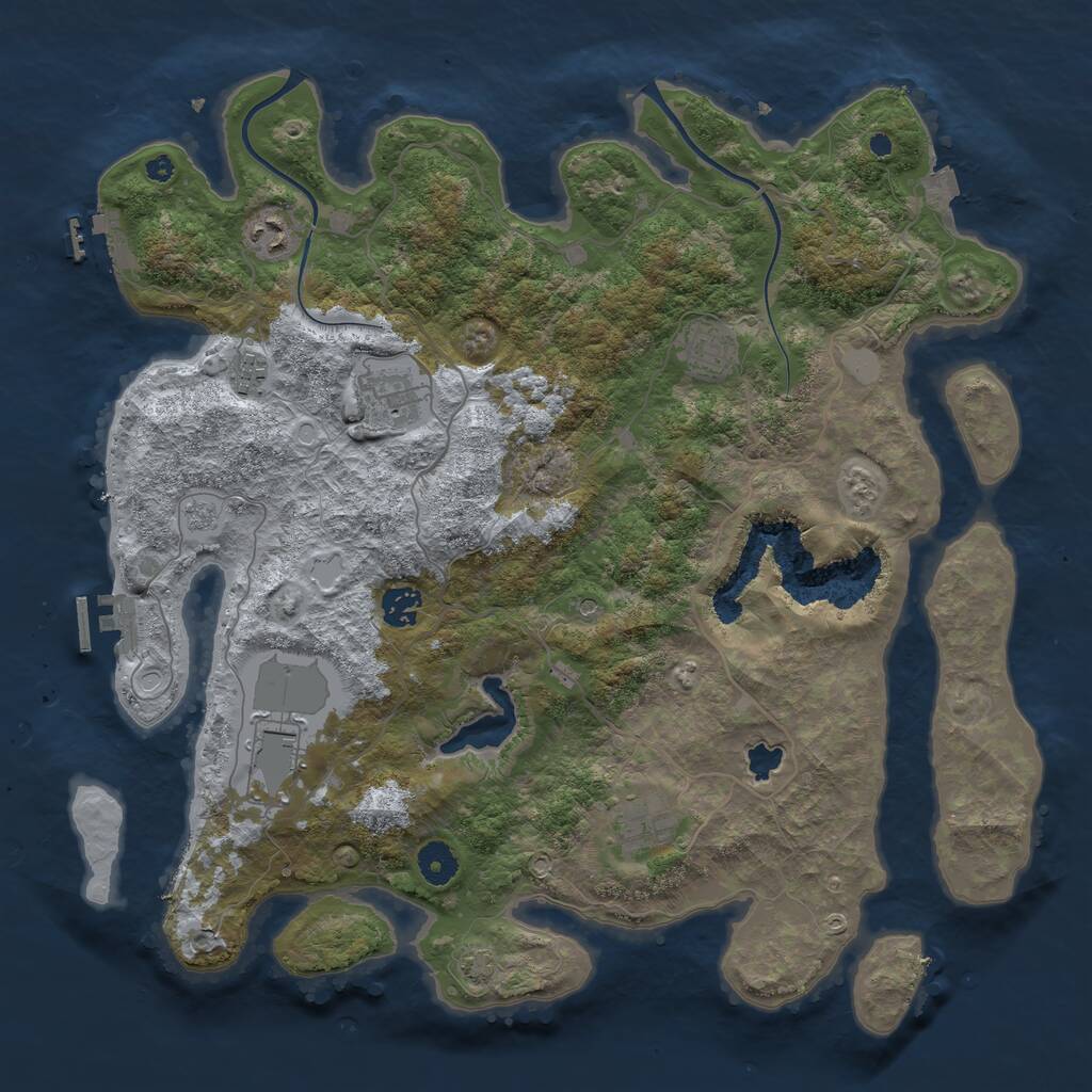 Rust Map: Procedural Map, Size: 4000, Seed: 771723, 13 Monuments