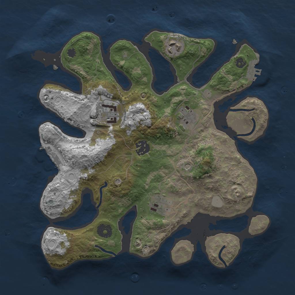 Rust Map: Procedural Map, Size: 3000, Seed: 72897717, 13 Monuments