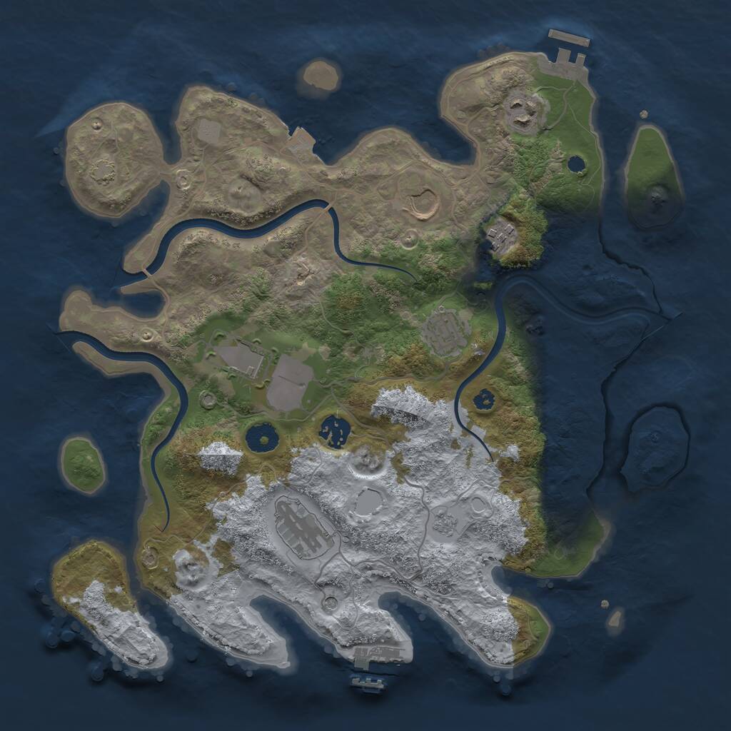 Rust Map: Procedural Map, Size: 3550, Seed: 370494, 13 Monuments