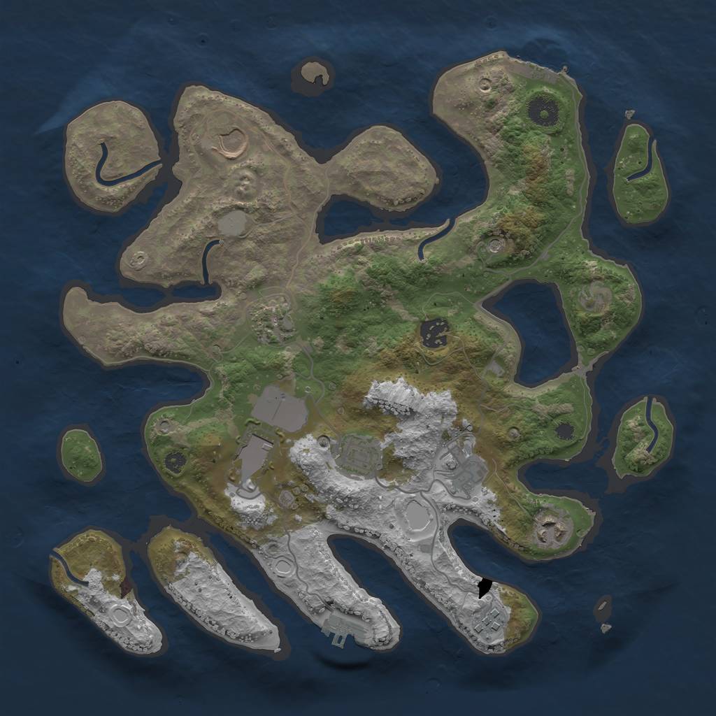 Rust Map: Procedural Map, Size: 3550, Seed: 370494, 16 Monuments