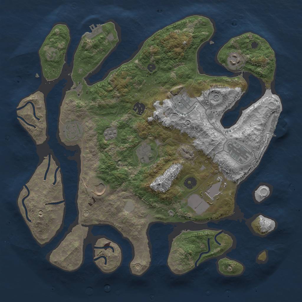 Rust Map: Procedural Map, Size: 3750, Seed: 197666702, 17 Monuments