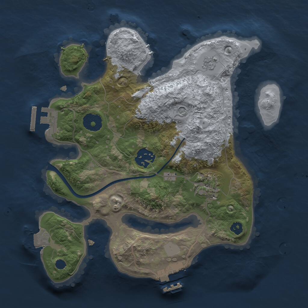 Rust Map: Procedural Map, Size: 2500, Seed: 236100, 7 Monuments