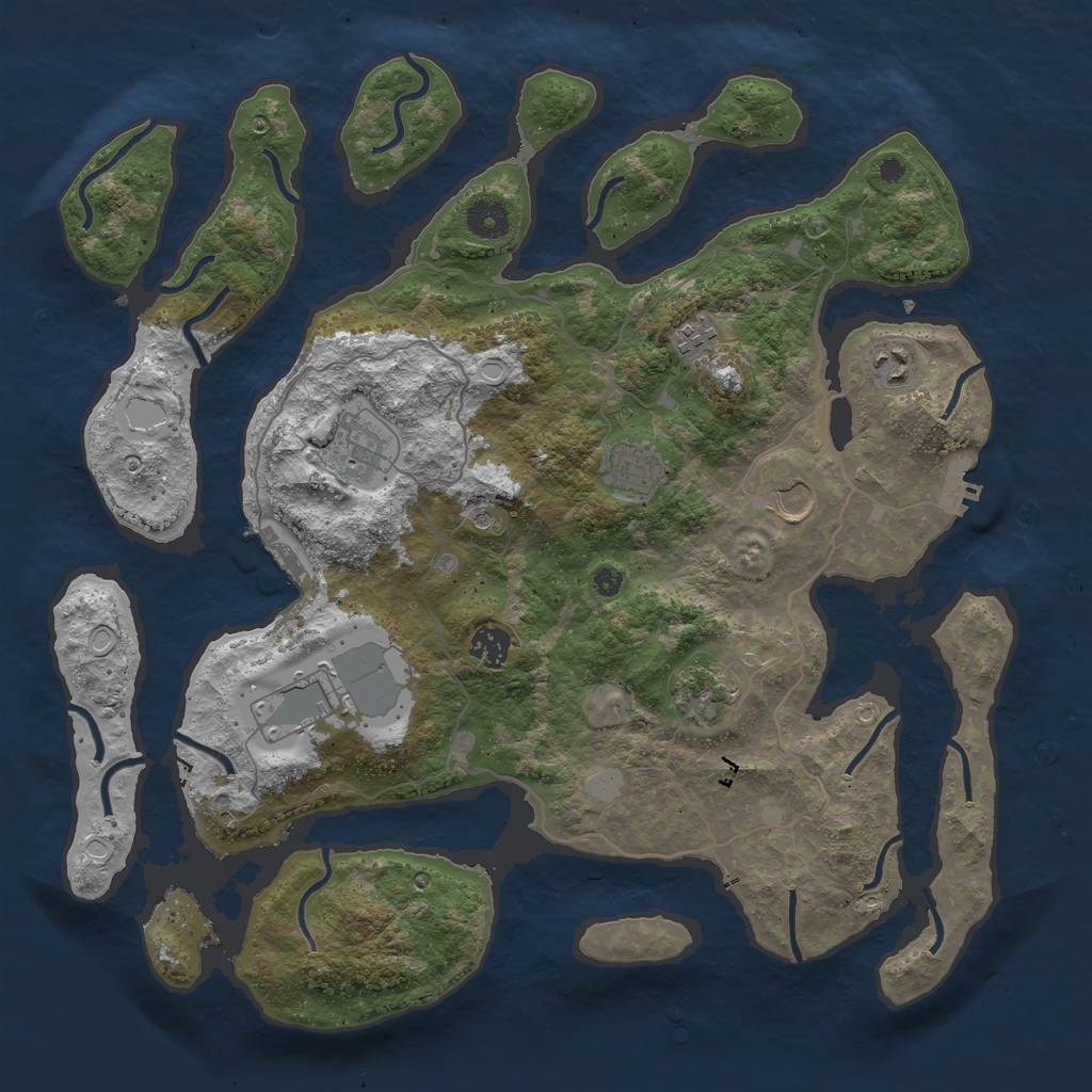 Rust Map: Procedural Map, Size: 4000, Seed: 2161452, 16 Monuments