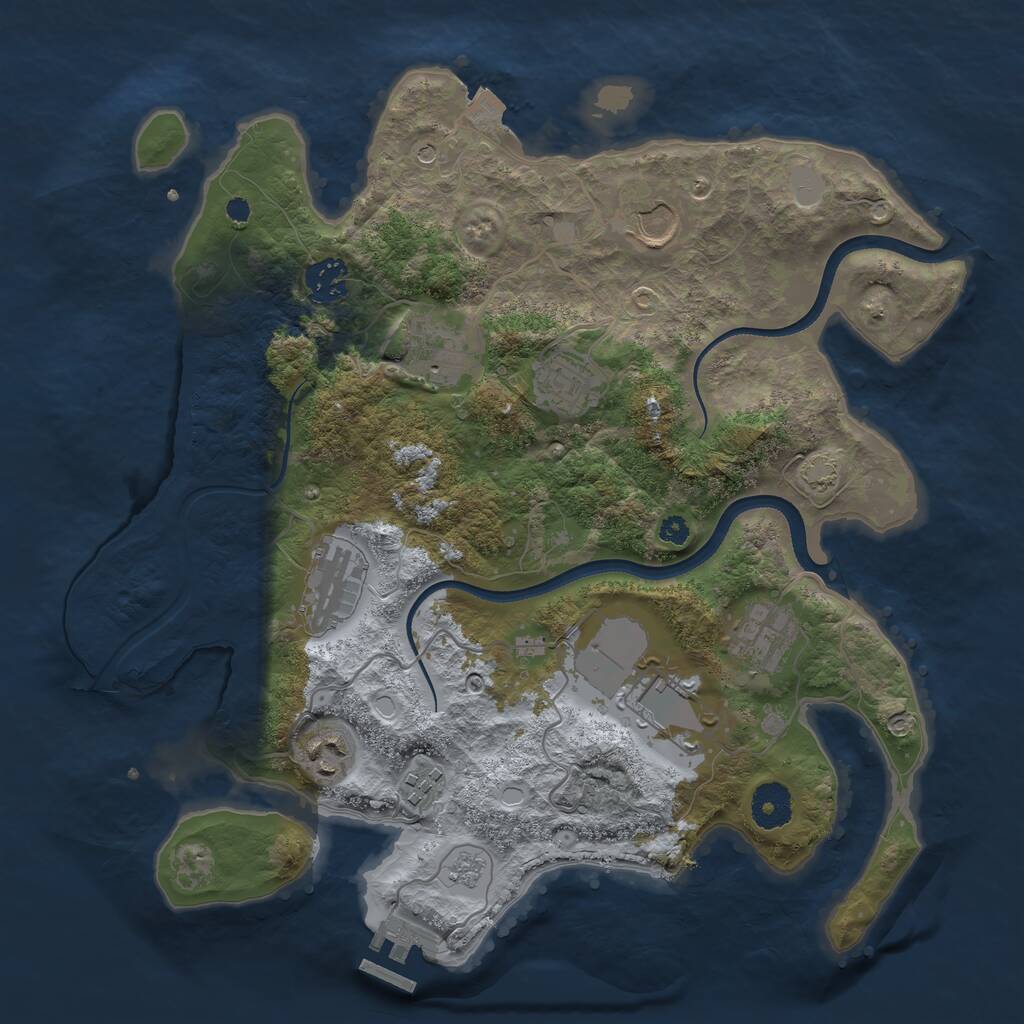 Rust Map: Procedural Map, Size: 3500, Seed: 1649871426, 14 Monuments