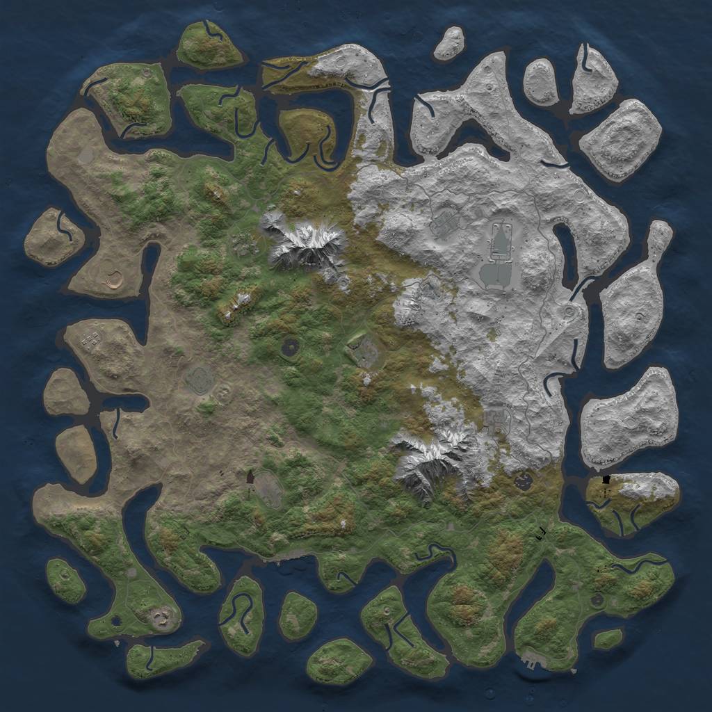 Rust Map: Procedural Map, Size: 6000, Seed: 843296, 19 Monuments