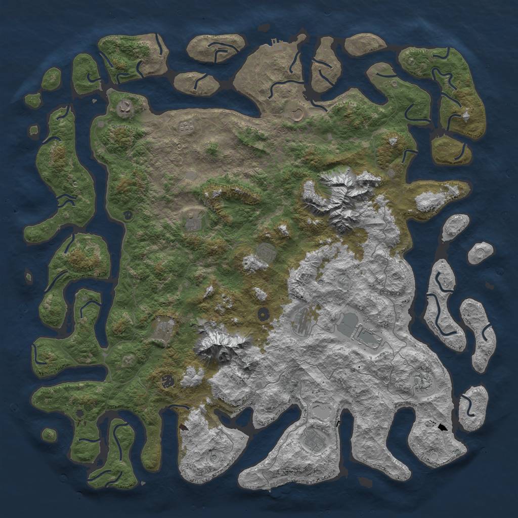 Rust Map: Procedural Map, Size: 6000, Seed: 343978196, 19 Monuments
