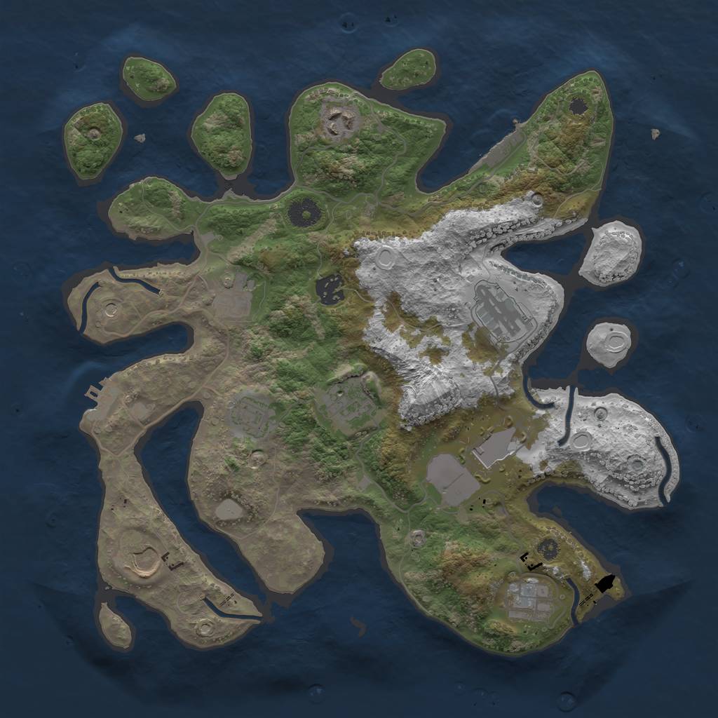 Rust Map: Procedural Map, Size: 3550, Seed: 289079, 17 Monuments