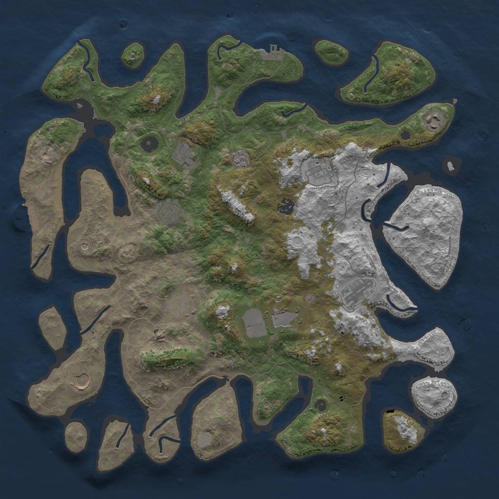 Rust Map: Procedural Map, Size: 4500, Seed: 1000959140, 18 Monuments