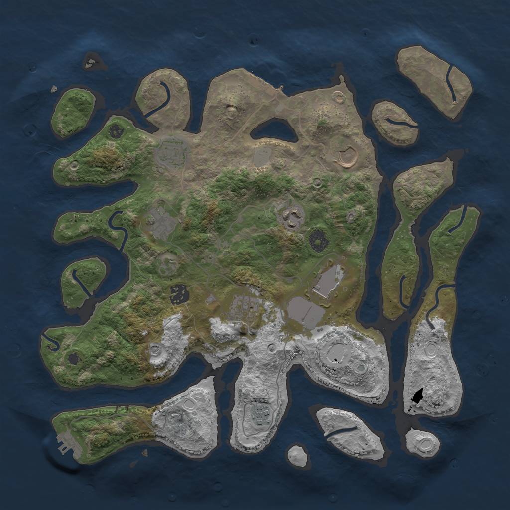 Rust Map: Procedural Map, Size: 3700, Seed: 4467090, 16 Monuments