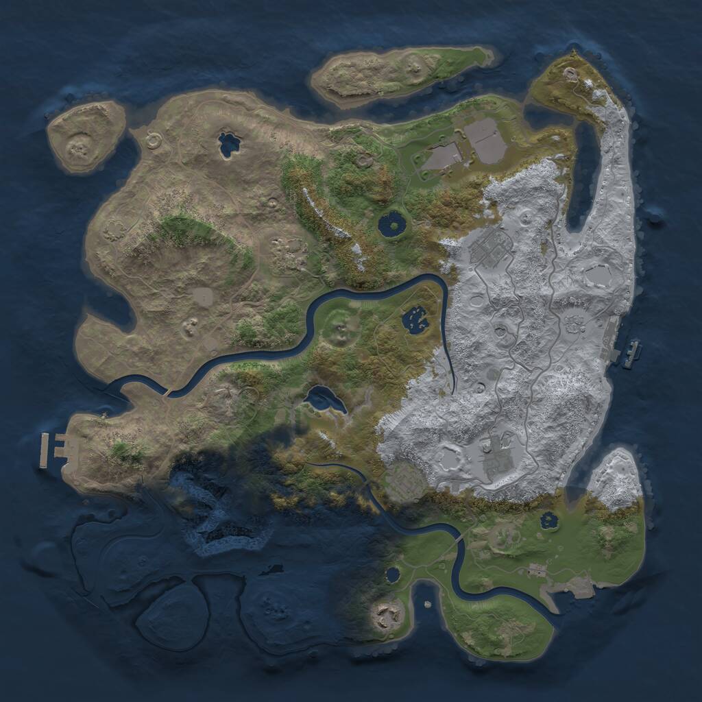 Rust Map: Procedural Map, Size: 4000, Seed: 827274, 13 Monuments