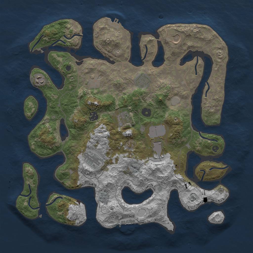 Rust Map: Procedural Map, Size: 4000, Seed: 125223, 17 Monuments