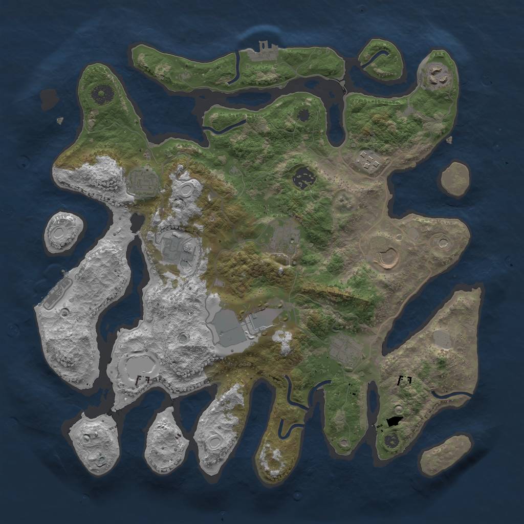 Rust Map: Procedural Map, Size: 3700, Seed: 3984110, 17 Monuments