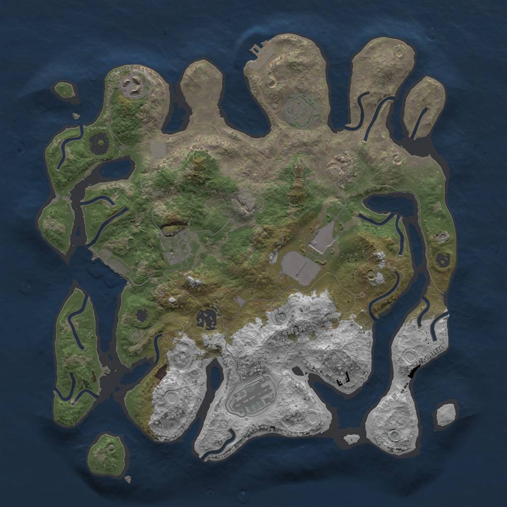 Rust Map: Procedural Map, Size: 3550, Seed: 888737, 15 Monuments