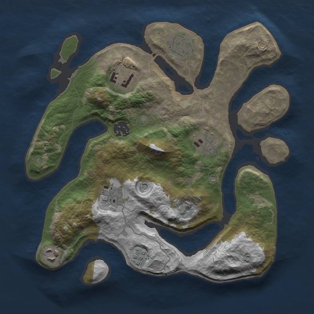 Rust Map: Barren, Size: 3000, Seed: 6845618, 10 Monuments