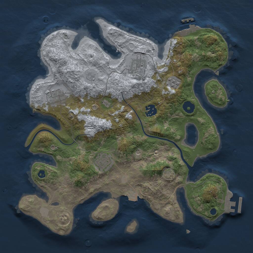 Rust Map: Procedural Map, Size: 3200, Seed: 484927782, 11 Monuments