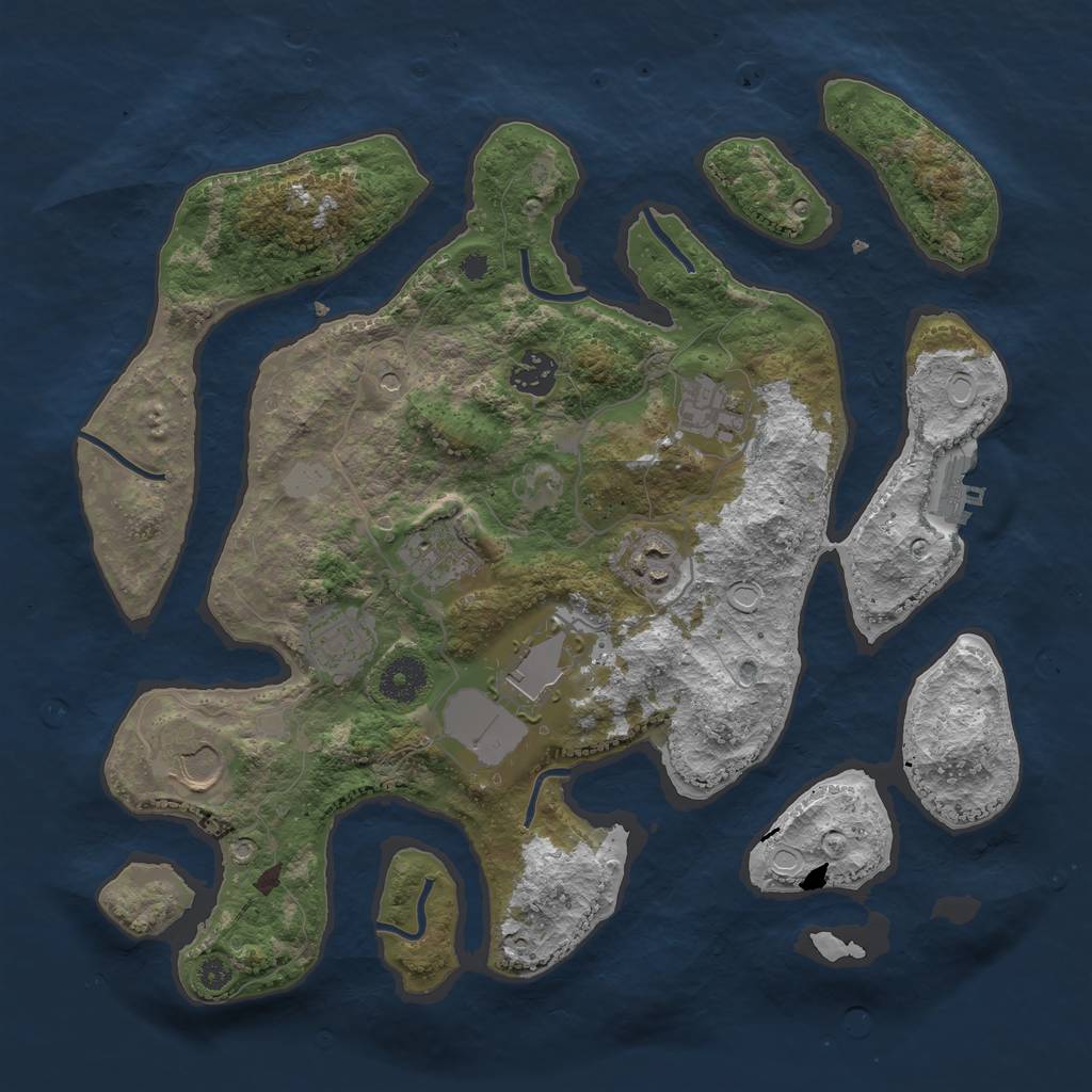 Rust Map: Procedural Map, Size: 3550, Seed: 548307, 14 Monuments