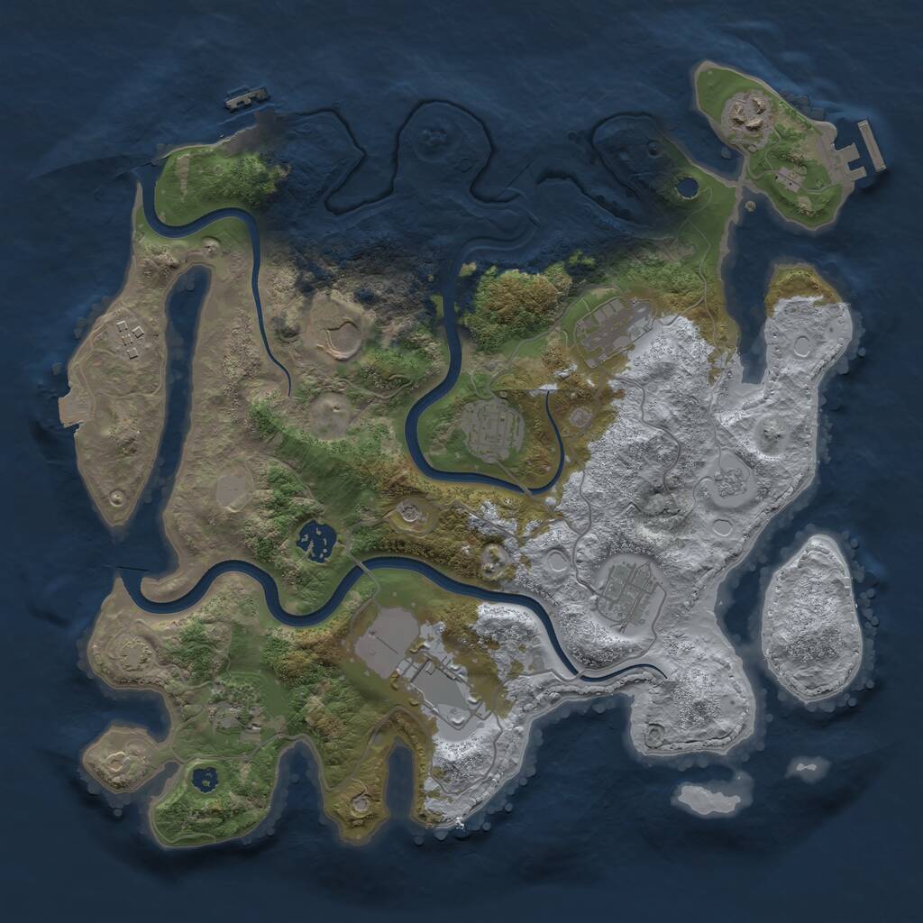 Rust Map: Procedural Map, Size: 3550, Seed: 548307, 15 Monuments