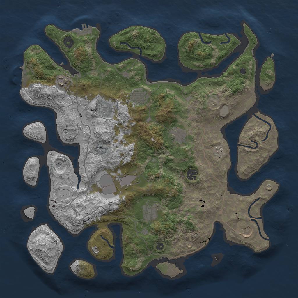 Rust Map: Procedural Map, Size: 4000, Seed: 49747, 17 Monuments