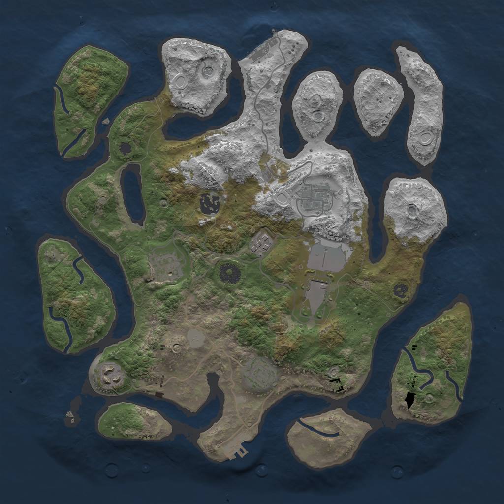 Rust Map: Procedural Map, Size: 3550, Seed: 596376, 15 Monuments