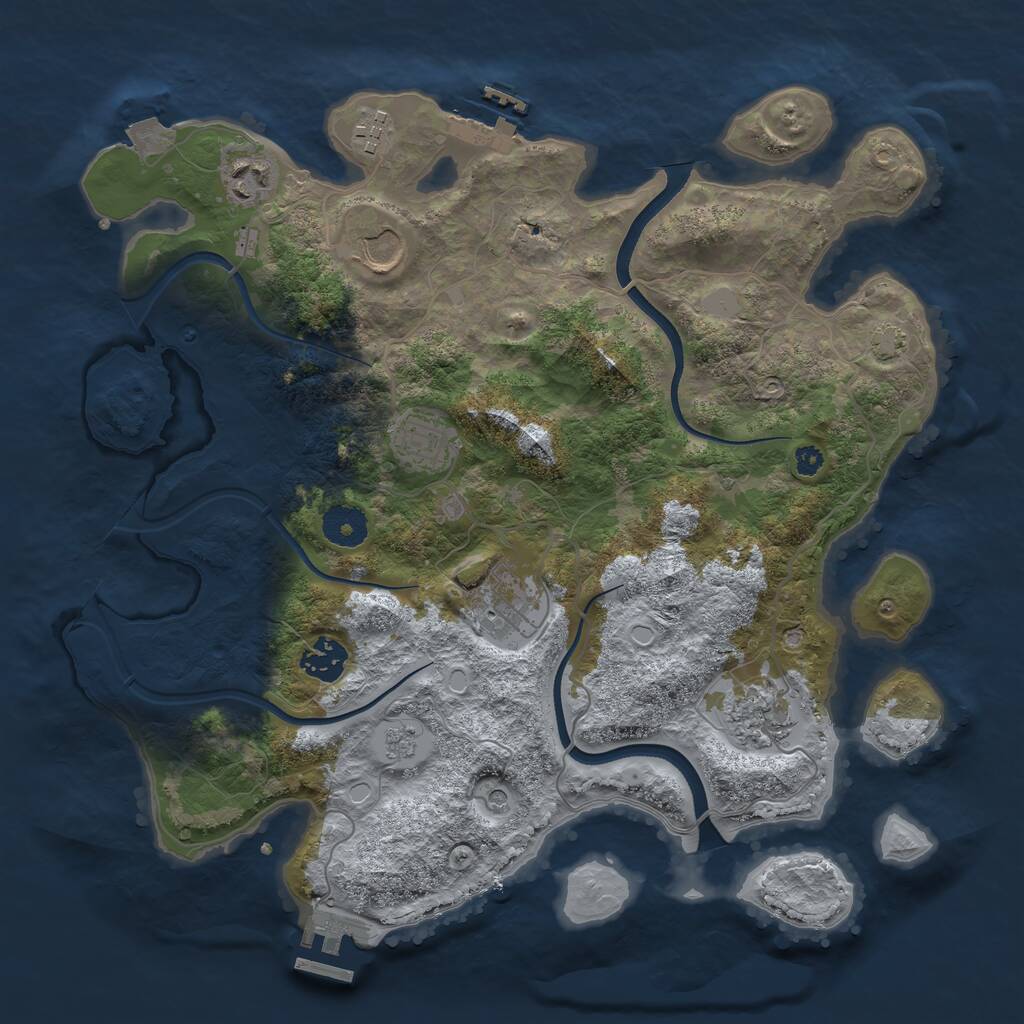 Rust Map: Procedural Map, Size: 3500, Seed: 480521908, 13 Monuments