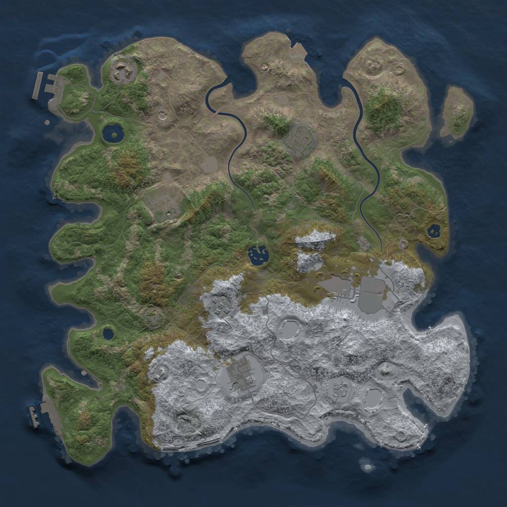 Rust Map: Procedural Map, Size: 3700, Seed: 5868677, 13 Monuments