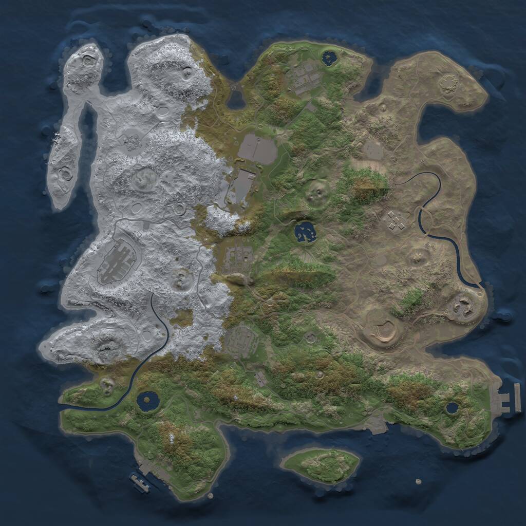 Rust Map: Procedural Map, Size: 3700, Seed: 1123153, 15 Monuments