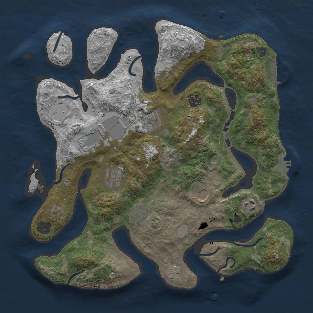 Rust Map: Procedural Map, Size: 3550, Seed: 10740, 16 Monuments