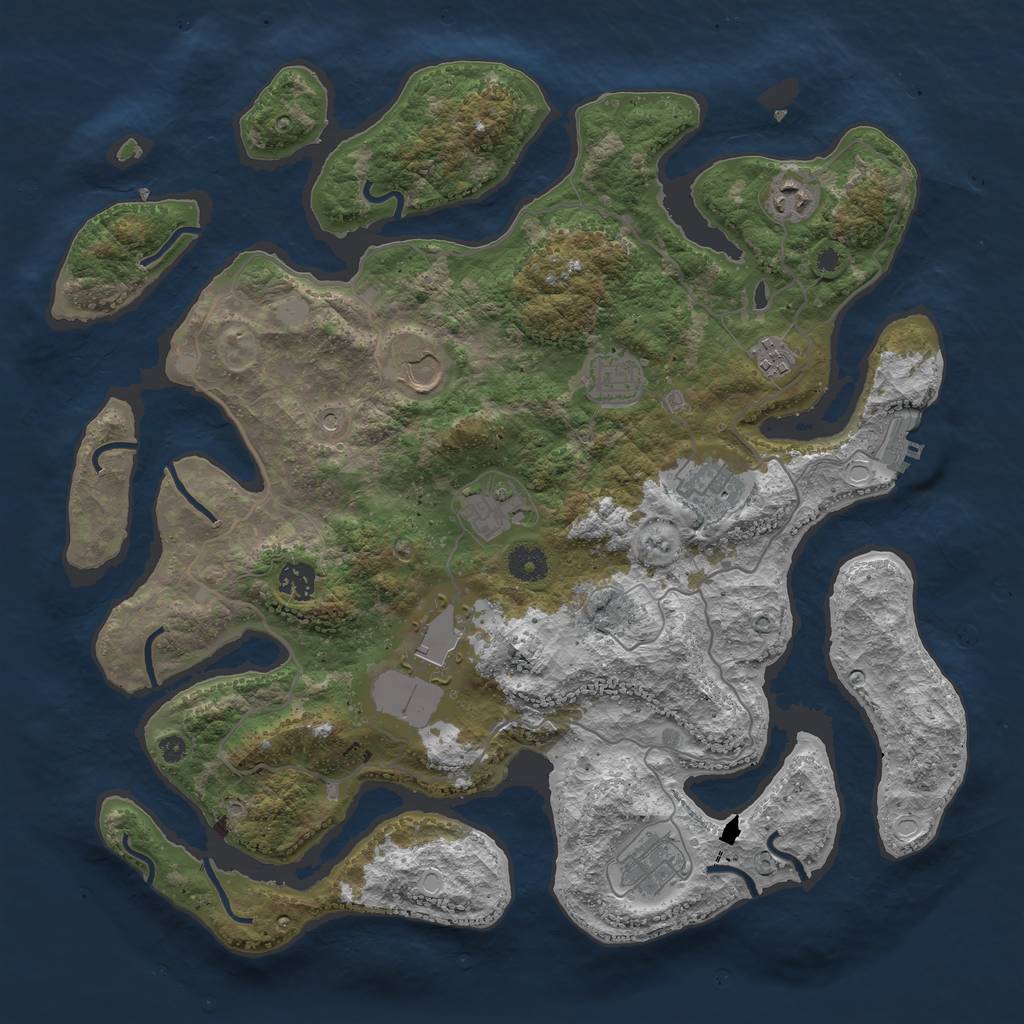 Rust Map: Procedural Map, Size: 4000, Seed: 959075, 16 Monuments