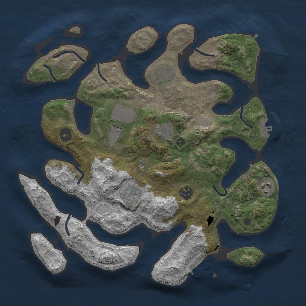 Rust Map: Procedural Map, Size: 3550, Seed: 214995, 14 Monuments