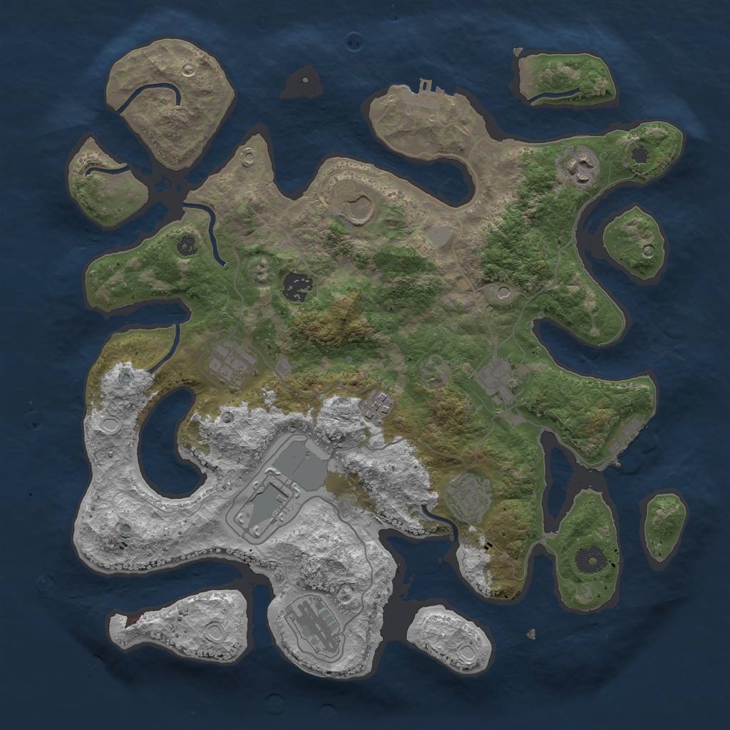 Rust Map: Procedural Map, Size: 3700, Seed: 2440638, 17 Monuments