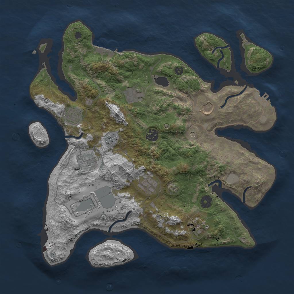 Rust Map: Procedural Map, Size: 3550, Seed: 872908, 17 Monuments